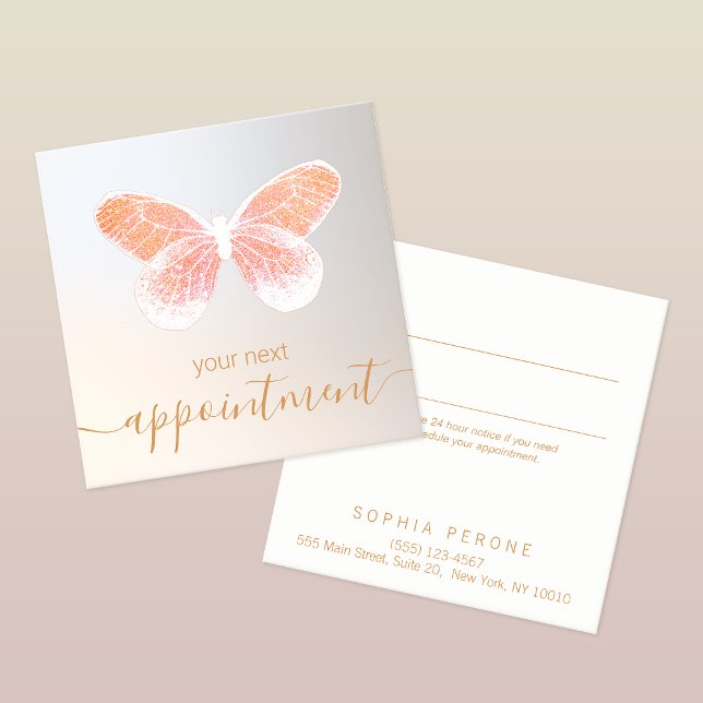 Faux Glitter Butterfly Appointment Reminder Card (Creator Uploaded)