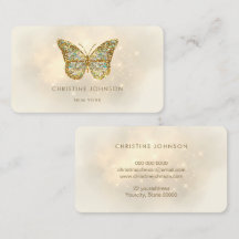 faux glitter butterfly business card
