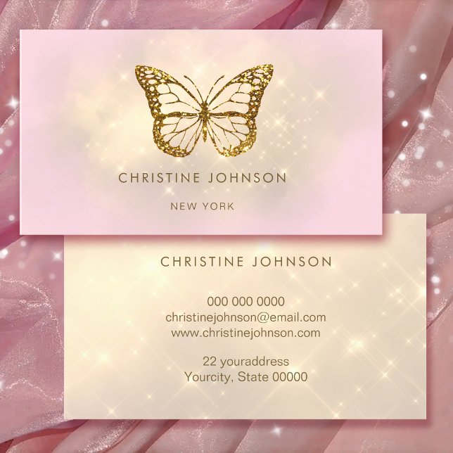 faux glitter butterfly logo business card (Creator Uploaded)