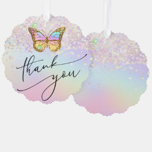 faux glitter butterfly thank you ornament card