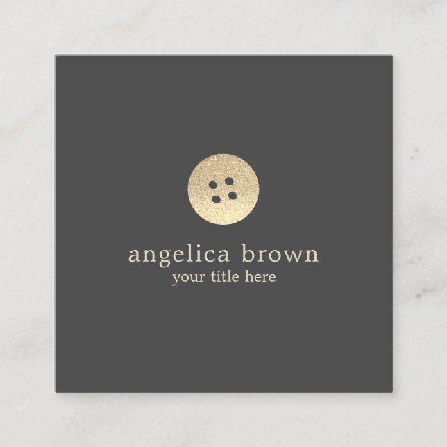 Faux Glitter Button Sewing, Tailor Square Business Card (Front)