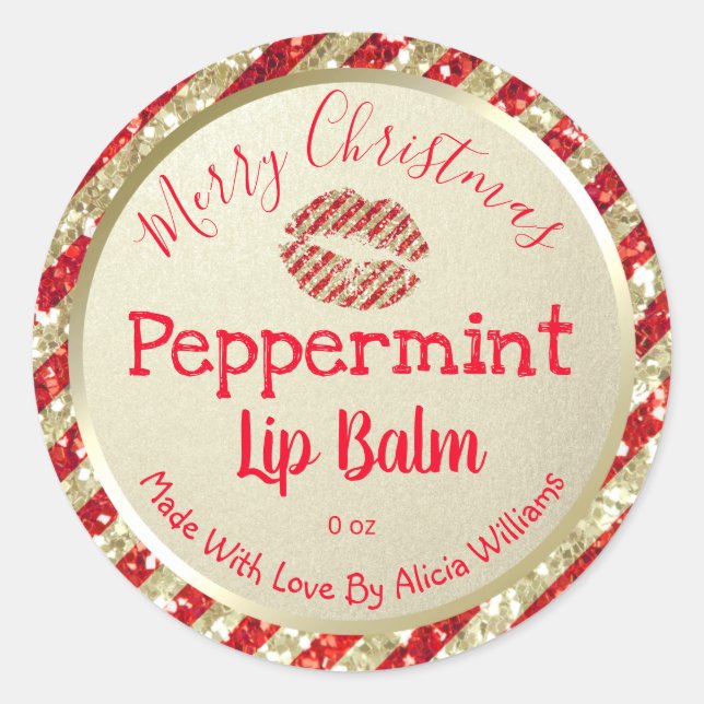 Faux Glitter Christmas DIY Handmade Lip Balm Label (Front)