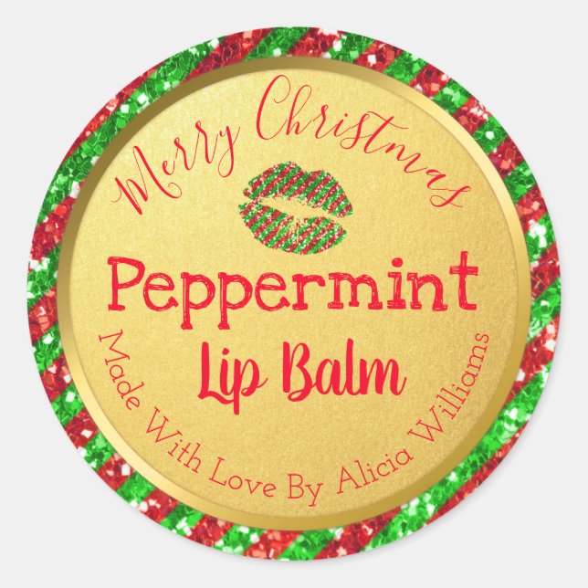 Faux Glitter Christmas DIY Handmade Lip Balm Label (Front)