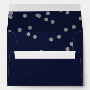 FAUX Glitter confetti navy and silver wedding Envelopes
