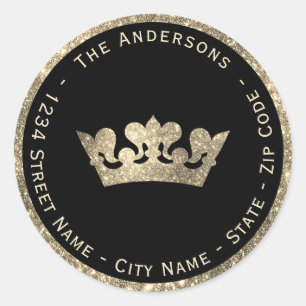 Faux Glitter Crown Return Address Label