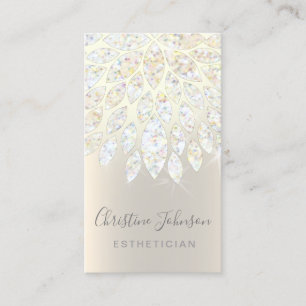 faux glitter dahlia jewel design business card