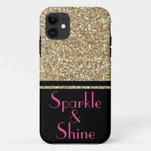 Faux Glitter Deco Sparkle & Shine gold pink black iPhone 11 Case