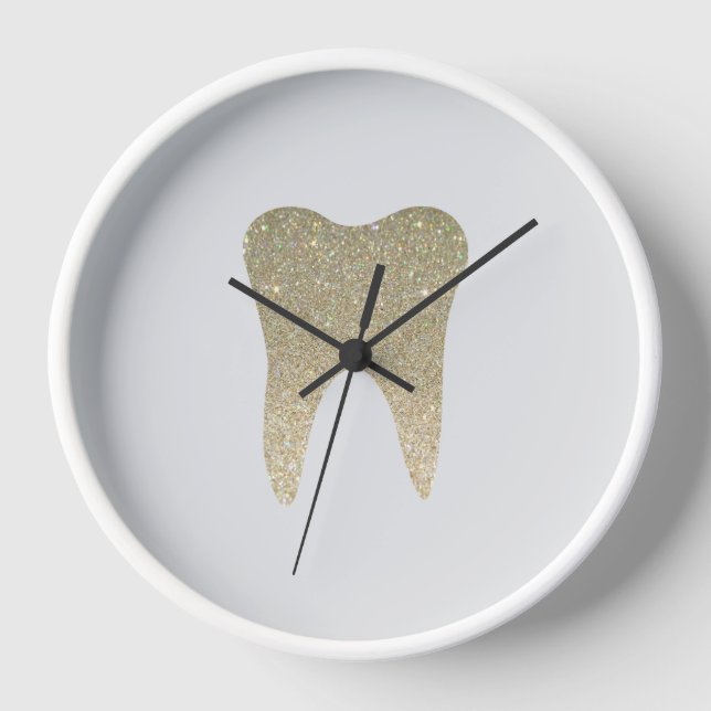 Faux Glitter Dental Wood Framed Large Clock (Front)