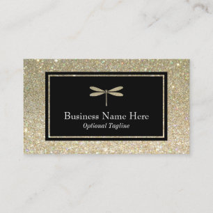 Faux Glitter Dragonfly Business Card