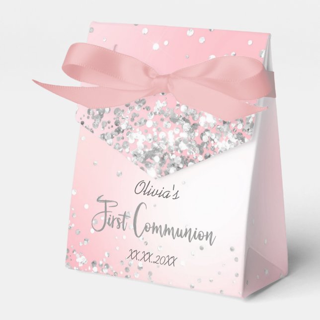 faux glitter First Holy Communion Favor Box (Front Side)
