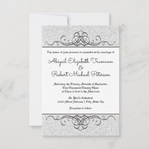 Faux Glitter Formal Flourish - 3x5 Wedding Invite
