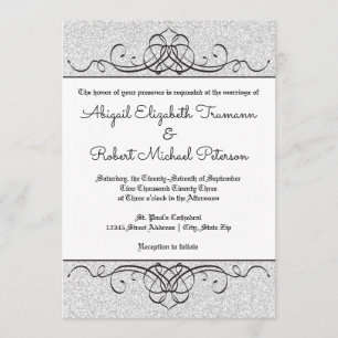 Faux Glitter Formal Flourish-5x7Wedding Invite