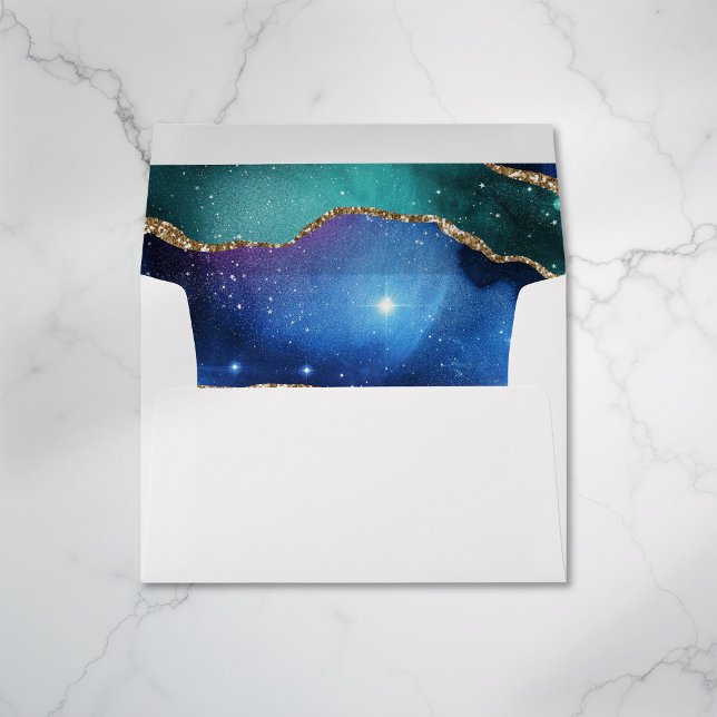 Faux Glitter Galaxy Agate Cosmic Celestial Wedding Envelope (Faux Glitter Galaxy Agate Cosmic Celestial Wedding Envelope)