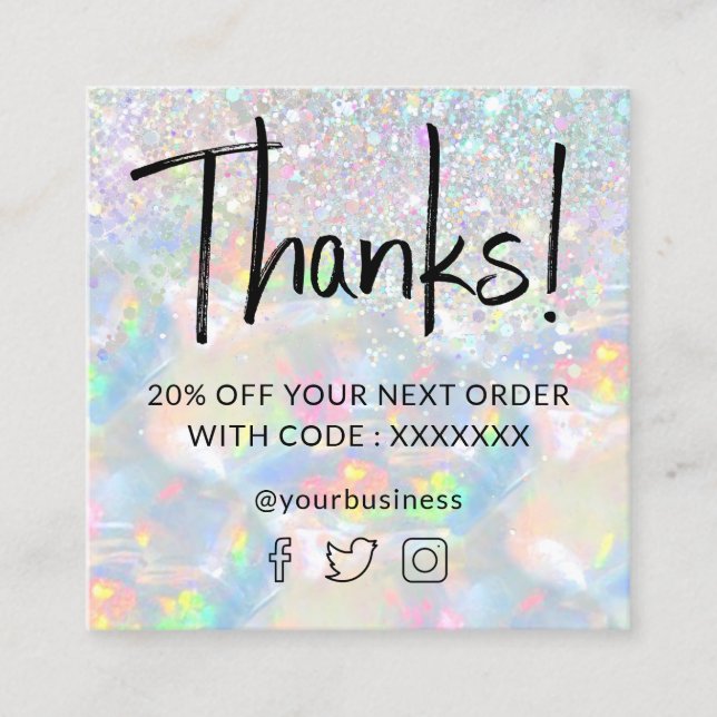 faux glitter gemstone opal texture discount card (Front)