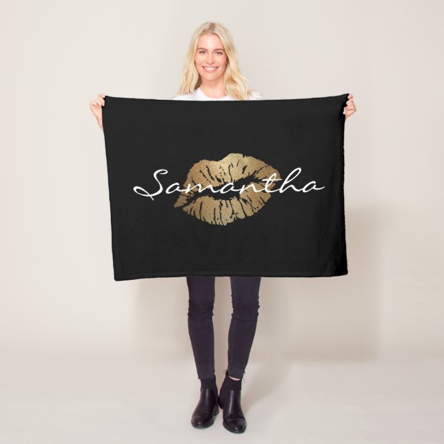 Faux Glitter Gold Kiss Fleece Blanket (In Situ)