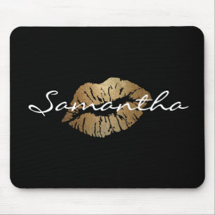 Faux Glitter Gold Kiss Mouse Pad