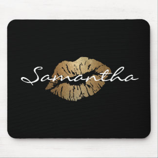 Faux Glitter Gold Kiss Mouse Pad