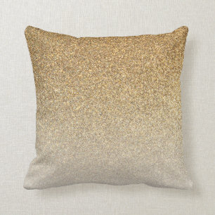 Faux Glitter Gold Ombre Throw Pillow Home Decor