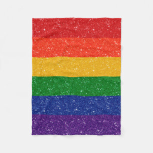Faux Glitter LGBTQ Pride Rainbow Flag  Fleece Blanket