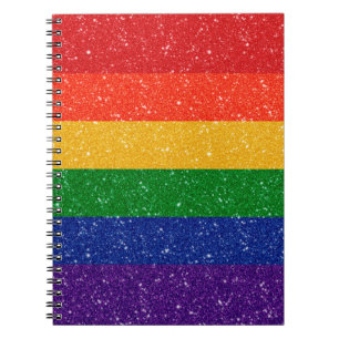 Faux Glitter LGBTQ Pride Rainbow Flag Notebook