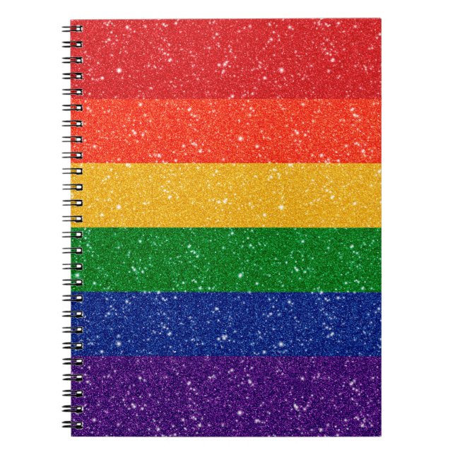 Faux Glitter LGBTQ Pride Rainbow Flag  Notebook (Front)