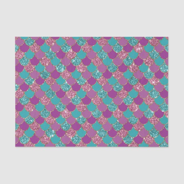 Faux glitter mermaid pattern scales tissue paper (Front)