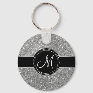 Faux Glitter Monogram Keychain