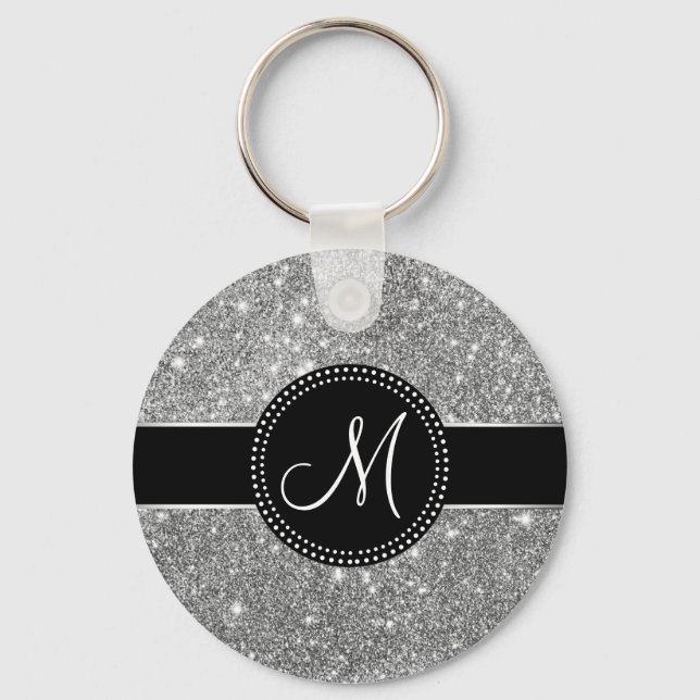 Faux Glitter Monogram Keychain (Front)