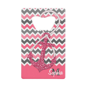 faux glitter nautical anchor infinity symbol credit card bottle opener