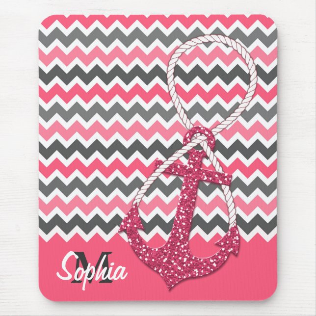 faux glitter nautical anchor infinity symbol mouse pad (Front)