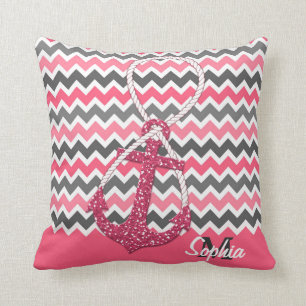 faux glitter nautical anchor infinity symbol throw pillow