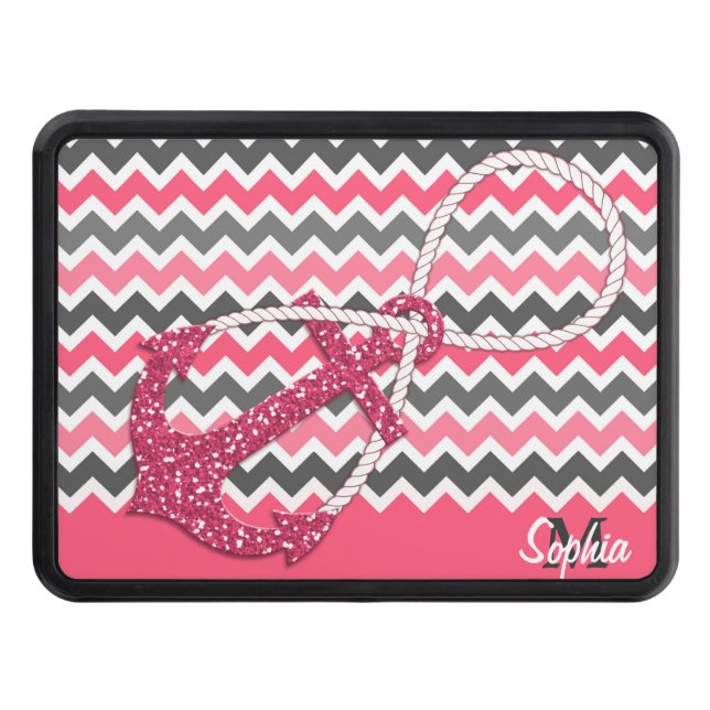 faux glitter nautical anchor infinity symbol trailer hitch cover (Front)