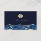 faux glitter ocean waves golden seashell