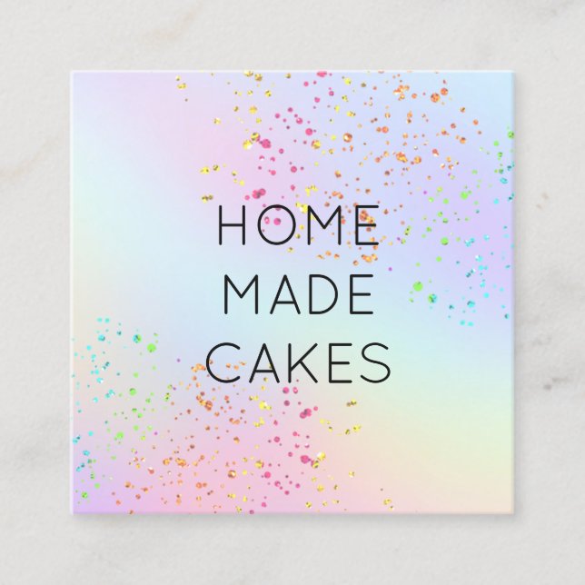 FAUX glitter on pastel colours gradients cakes Square Business Card (Front)