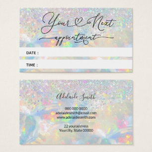 faux glitter opal appointment card