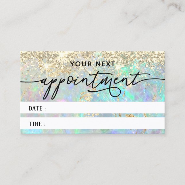 faux glitter opal texture appointment card (Front)
