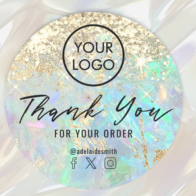 faux glitter opal texture thank you  classic round sticker (Creator Uploaded)