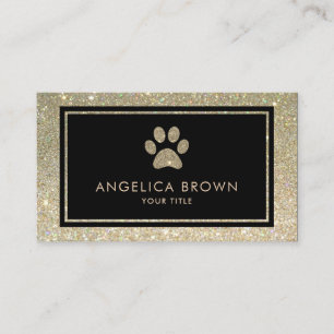 Faux Glitter Paw Print Business Card