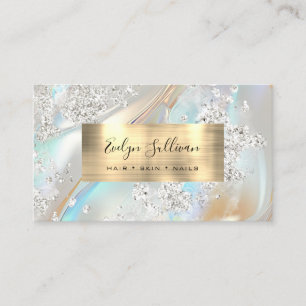 Faux Glitter Pearlescent Ivory Foil Business Card
