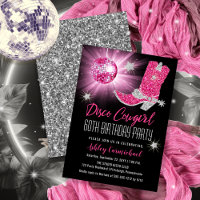 Faux Glitter Pink Disco Cowgirl 60 Birthday Party