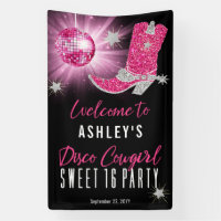 Faux Glitter Pink Disco Cowgirl Sweet 16 Party