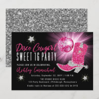 Faux Glitter Pink Disco Cowgirl Sweet 16 Party