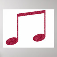 Faux Glitter Pink Music Note Symbols