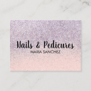 Faux Glitter Pink Ombre Nail Hair Business Card