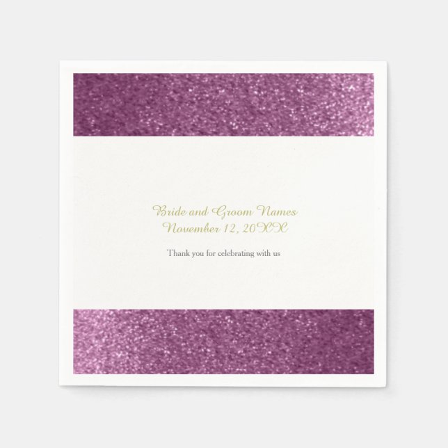 Faux Glitter Purple Wedding Napkin (Front)