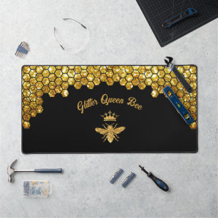 Faux glitter Queen Bee design Desk Mat