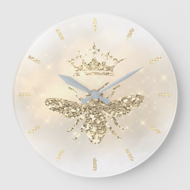 faux glitter queen bee design large clock (Front)