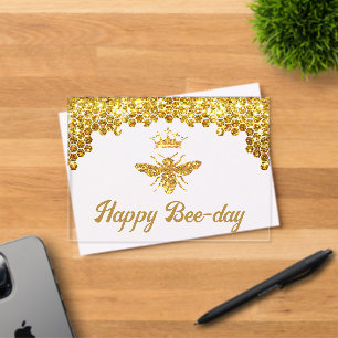 Faux glitter Queen Bee Happy Birthday Acrylic Invitations