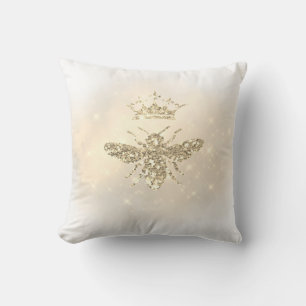 faux glitter queen bee throw pillow