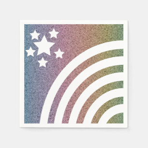 Faux Glitter Rainbow Stripes Stars Unicorn Party Napkin